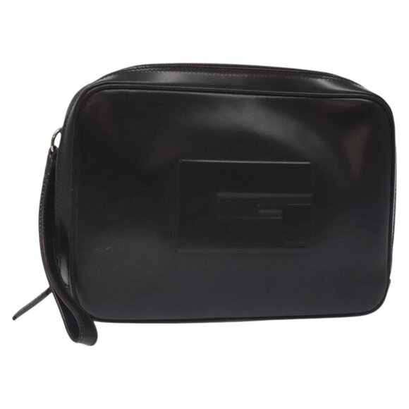 GUCCI Clutch Bag Leather Black Silver 018 0040 Auth ep9261 - Picture 1 of 14